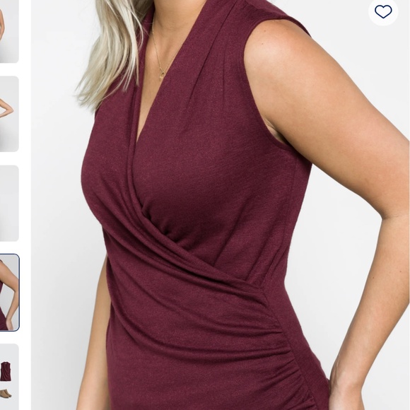 41 Hawthorn Women’s Benni Wrap Front Ruched Knit Top - Burgundy - Size Medium - Picture 4 of 11